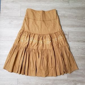 Brown layer boho sequin & bead full skirt Y2K summer indie festival concert sz L
